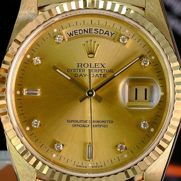 Authentic Rolex Day-date 18238 18K Yellow Gold Factory Dial 36mm Double Quick - Picture 2 of 11